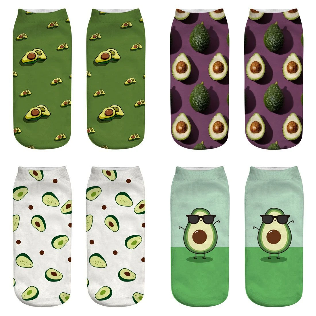 New 3D Printed Socks Women Unisex Cute Low Cut Ankle Socks Multiple Colors Women Sock Women's Casual avocado fruit funny Socks