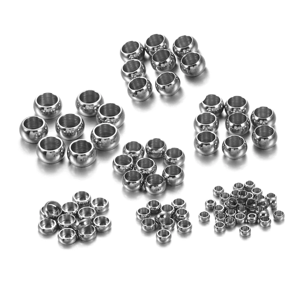 120pcs 1.5 2.5 4mm Stopper Spacer Beads Stainless Steel Big Hole Ball Crimp End Beads For Diy Jewelry Making Findings Supplies
