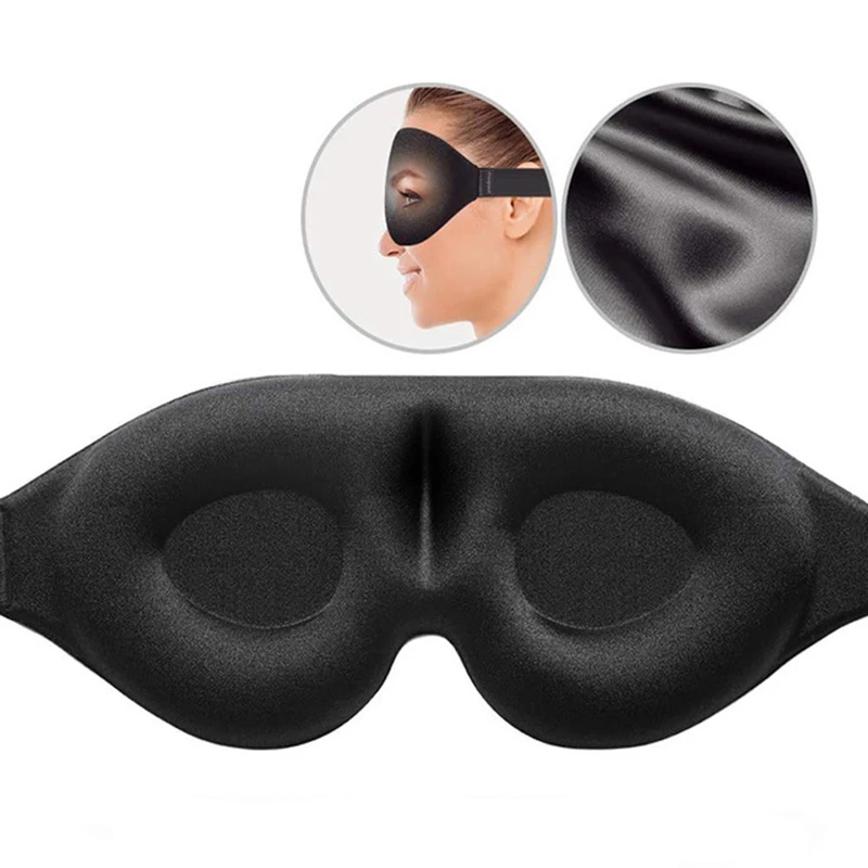 Eye Sleep Cover Satin 3D Sleeping Eye Mask Adjustable Band Padded Reusable Soft Relax Eyepatch for Travel Blindfold Women Men