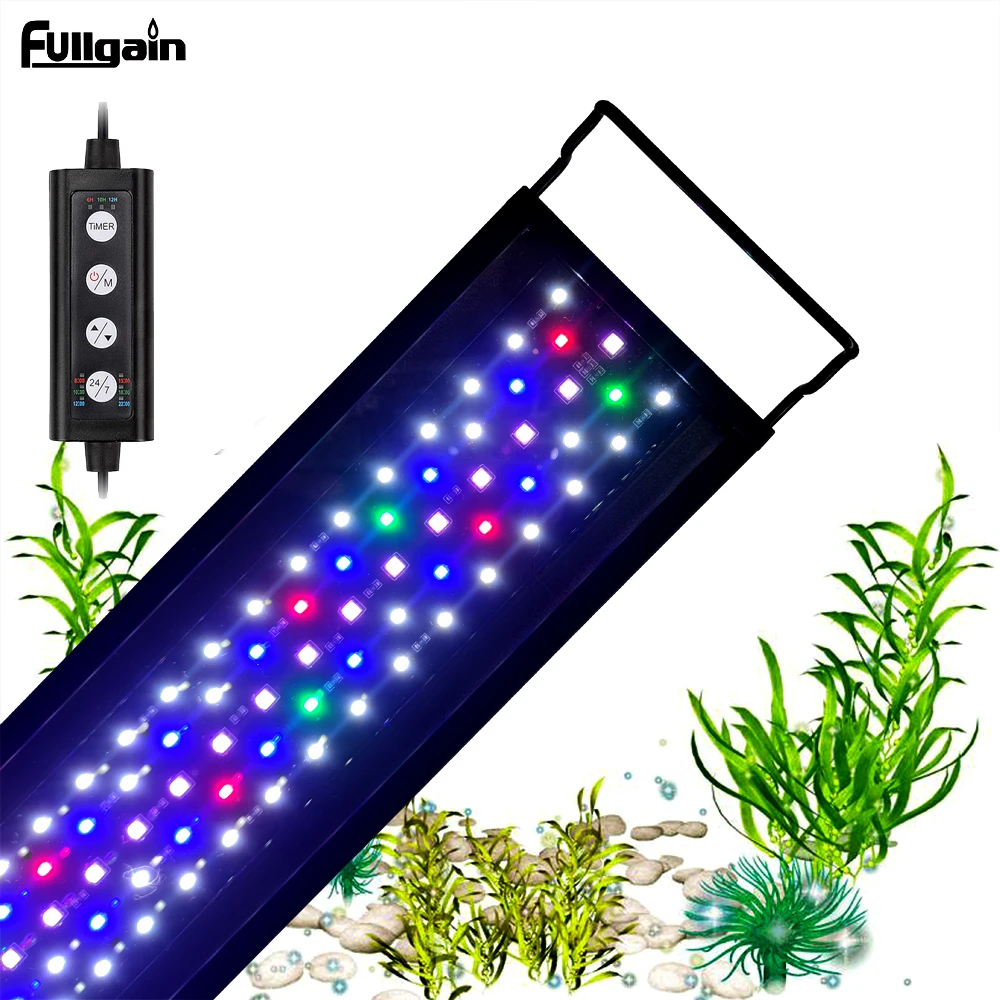 Fullgain 24/7 Lighting Aquarium LED Light Sunrise Daylight Moonlight and DIY Mode Adjustable Timer Adjustable Brightness Light