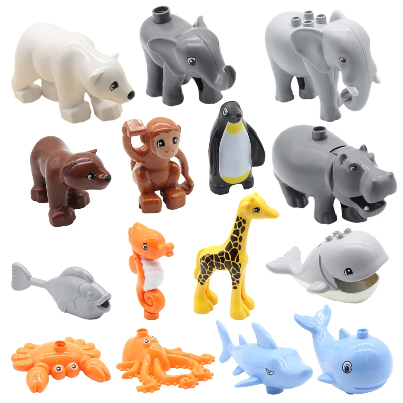 Ocean animals set big building blocks Bricks accessories compatible bricks octopus Giraffe whale fish children Education Toys