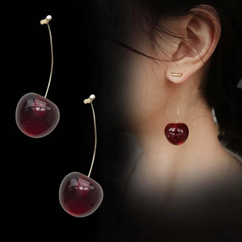 Chic Women Sweet Cherry Shape Dangle Jacket Earrings Party Jewelry Birthday Gift Fashion Girls Fruit Earring
