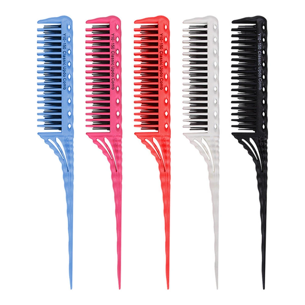 1PC Portable Hair Comb Hair Brush 3-Row Teeth Teasing Comb Detangling Brush Rat Tail Comb Coming Hairdressing Combs