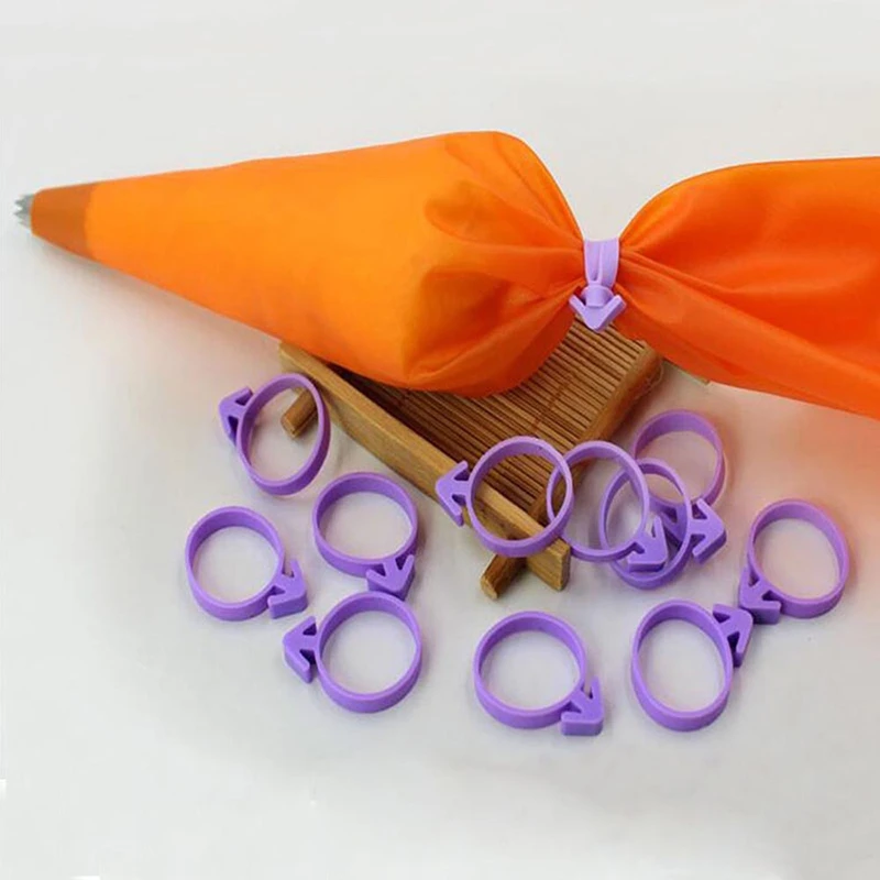 10PCS Silicone Retaining Ring Pastry Bags Cable Tie Sealing Ring Decorative Flower Bag Retaining Ring Cake Accessories
