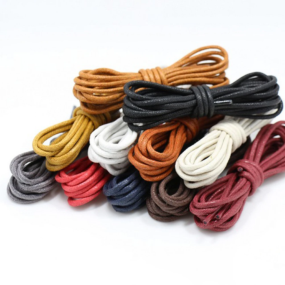80-120cm Round Leather Shoes Laces Waxed Coloured Shoelaces Boot Sport Shoe Laces Cord White Shoelaces Martin Boots Shoestrings