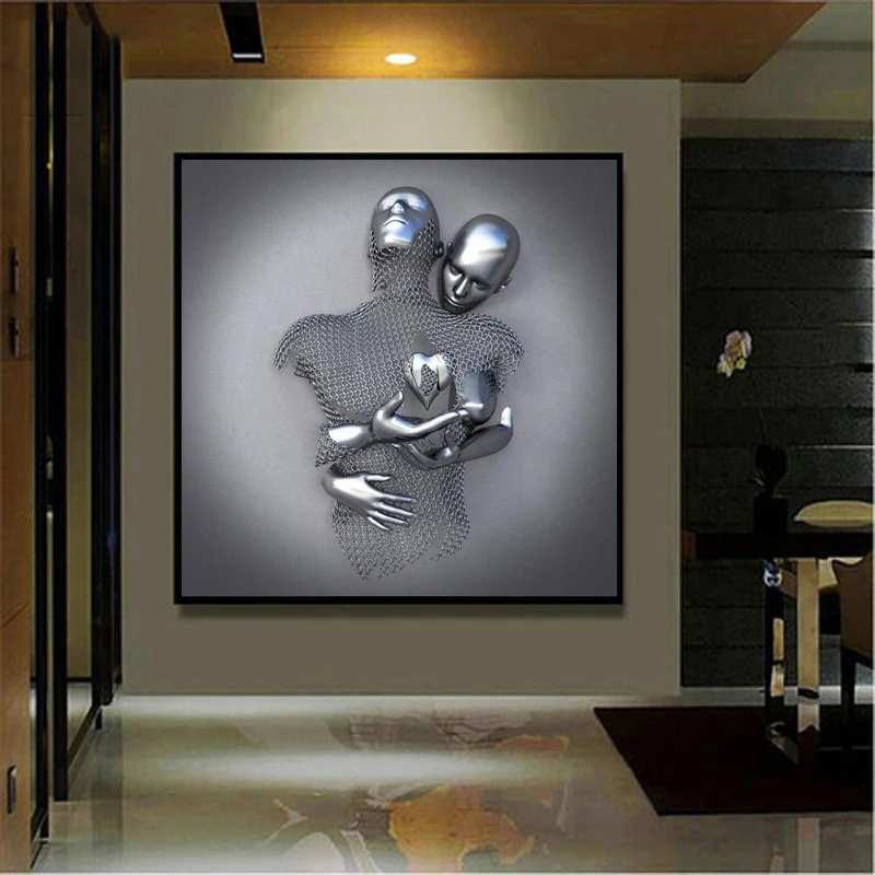 Metal Figure Statue Art Canvas Painting Romantic Abstract Posters and Prints Wall Pictures Modern Living Room Home Decoration