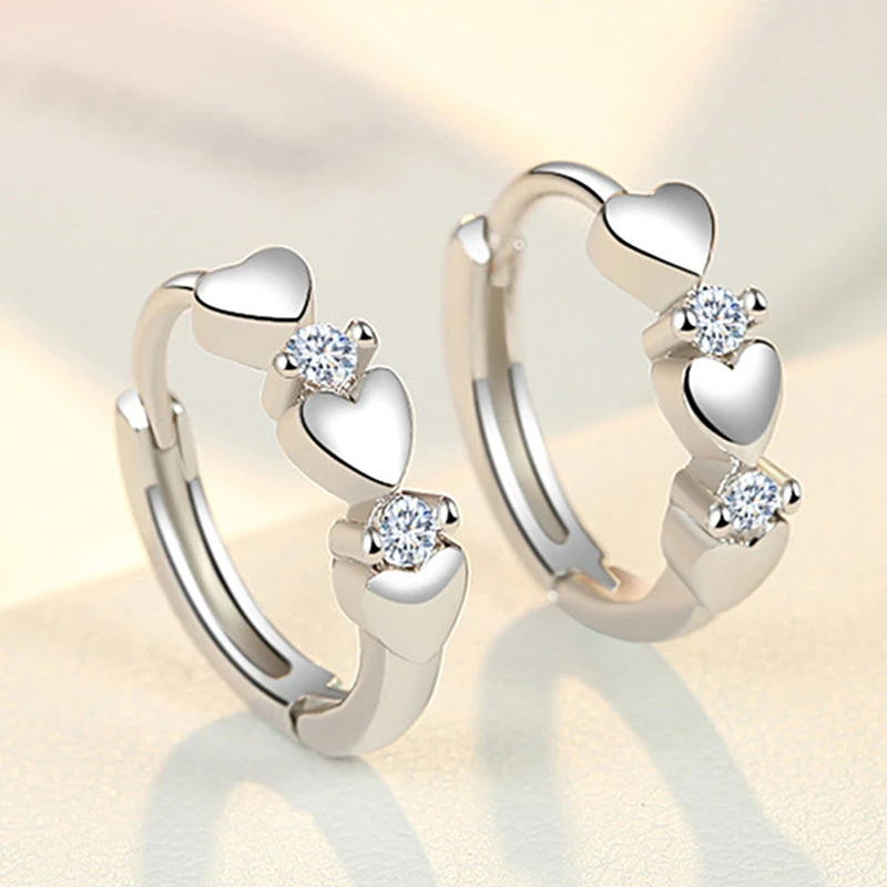 Huitan Dainty Small Hearts Women Hoop Earring Versatile Low-key Girl Daily Accessories Love Jewelry Valentine's Day Gift Earring