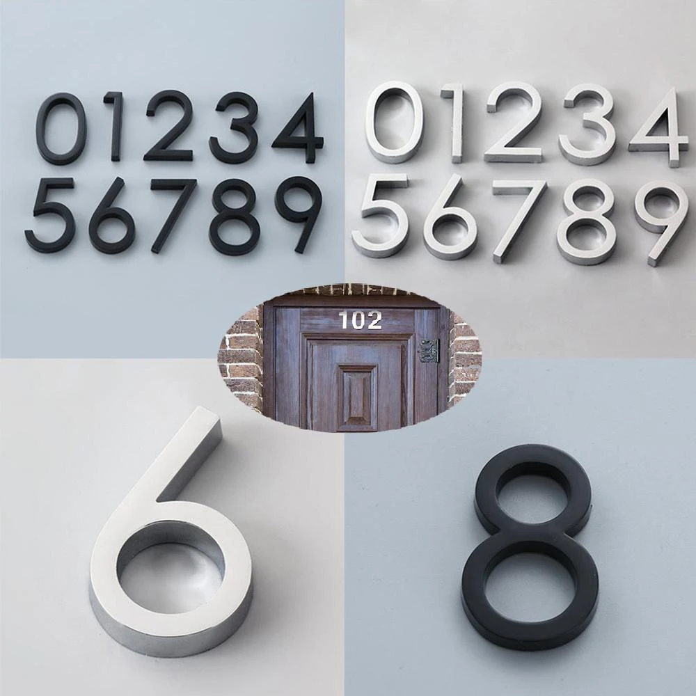 Adhesive Glossy 3D House Number Sticker Door Plate Sign Outdoor Mailbox Apartment Hotel Room Address Number Modern Home Decor