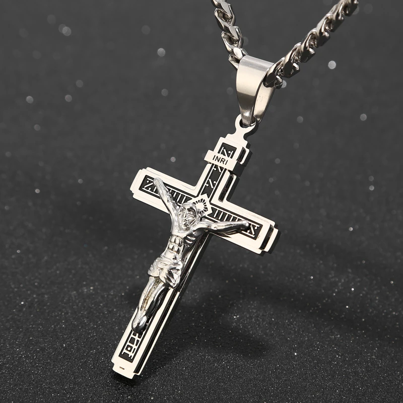 High Quality Stainless Steel Pendant Multilayer Cross Christ Jesus Christ Crucifix For DIY Jewelry Making Findings