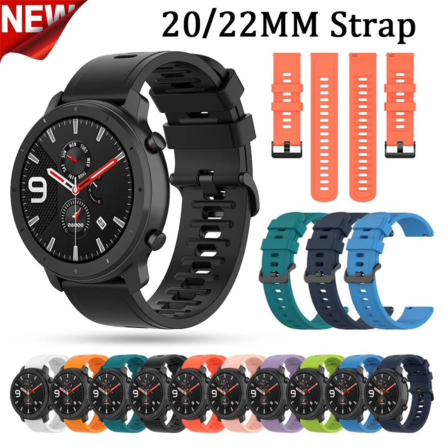 Silicone Band For Huami Amazfit GTR 42mm 47mm Official Style Watch Bracelet Strap For Samsung Watch 4 Wrist For Huawei GT 2 2e