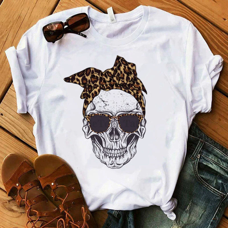 Women's T-shirt Harajuku Skull Deer Camouflage Burlap Turban T-shirt Clothes Short Sleeve Graphic T-shirt Tops in the Woods