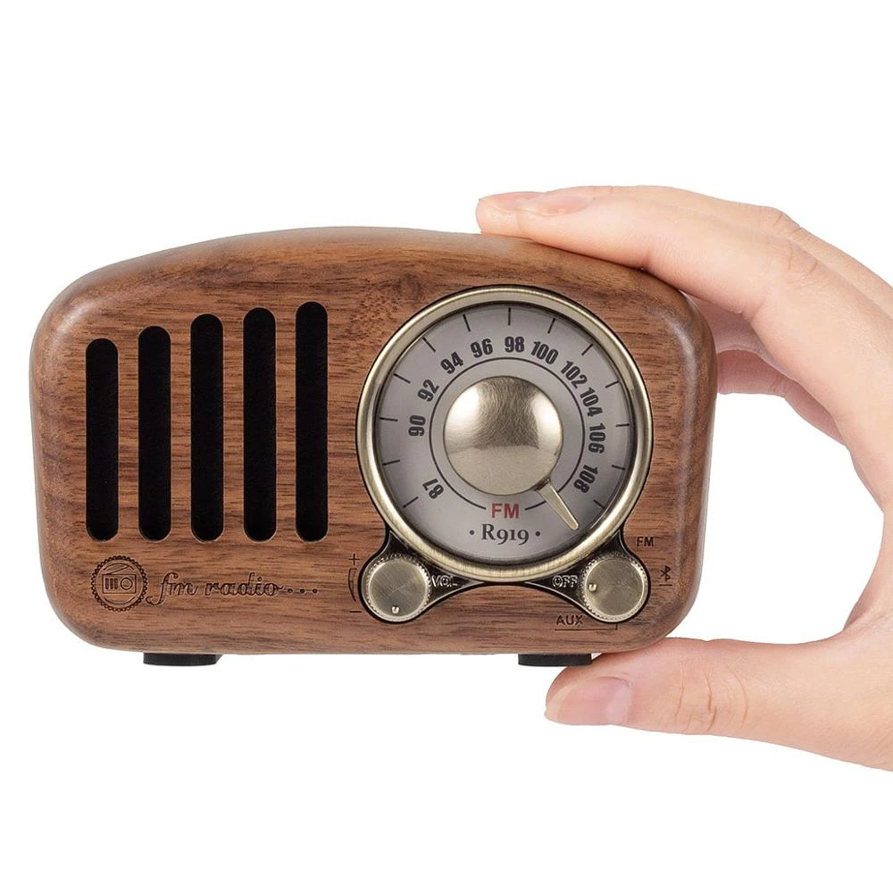 R919 Classical retro radio receiver portable Mini Wood FM SD MP3 Radio stereo Bluetooth radio Speaker AUX USB Rechargeable radio