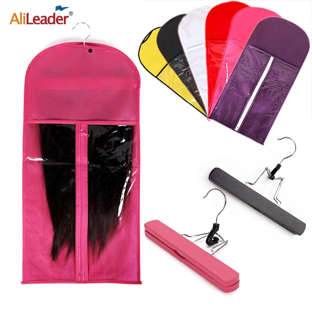 Alileader Wig Storage Bag With Hanger Wig Storage Holder For Hairpieces Non-woven Transparent Wig Accessories Wigs Storage Bag