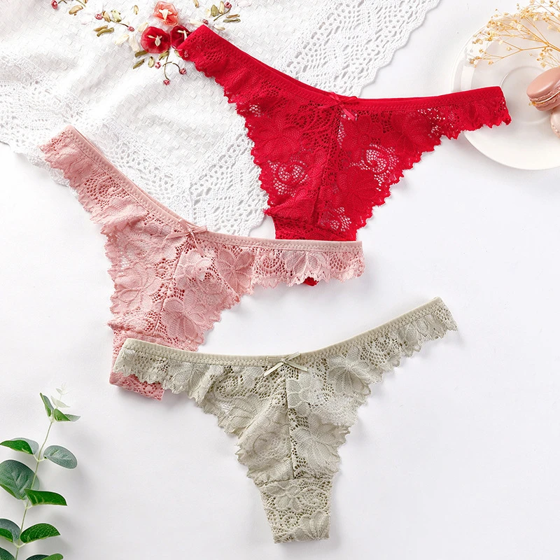 Lace Panties Women G String Panty Sexy Hollow out Breathable Thongs Girl Briefs Underwear Low-Waist Female Underpants Lingerie