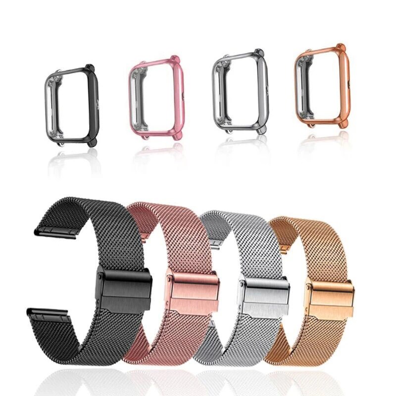 20mm Amazfit Strap For Amazfit Bip S U Lite GTS 2 Mini Band With Protector Case Metal Bracelet Screen For Watchband Accessories