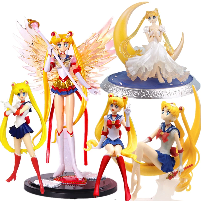 6 Styles Cartoon Anime Sailor Moon Tsukino  Action Figure Wings Toy Doll Cake Decoration Collection Model  Gift Toy For Children