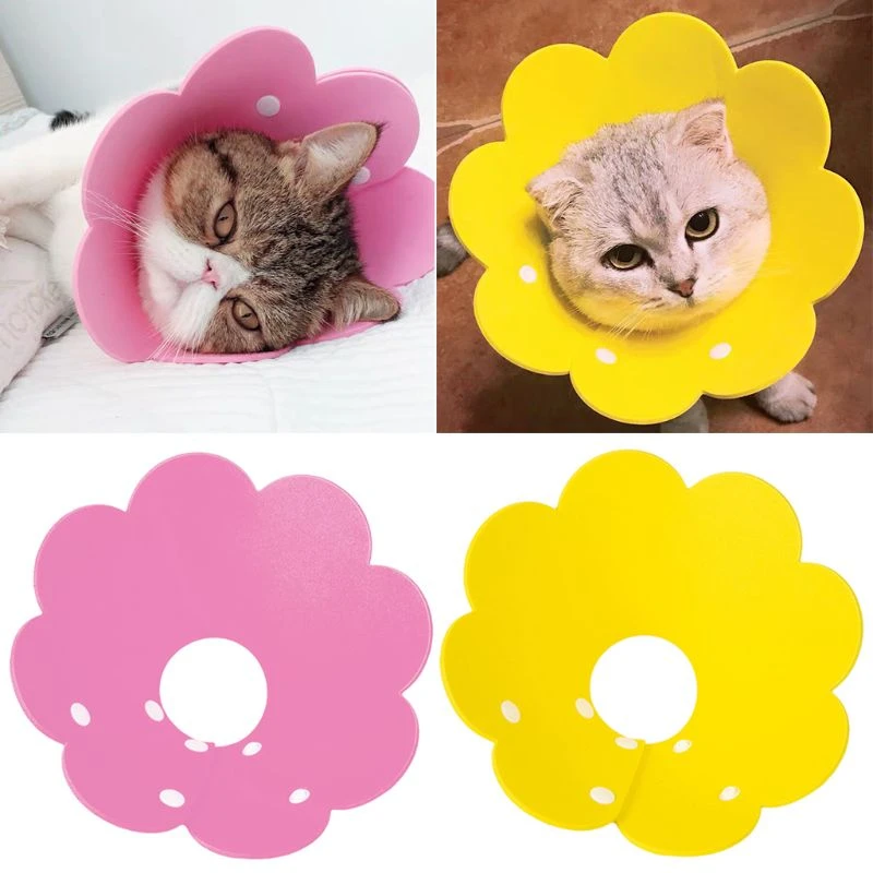 Flower Shaped Cat Recovery Collar Elizabethan Collar Wound Healing Protective Cone for Kitten Puppy