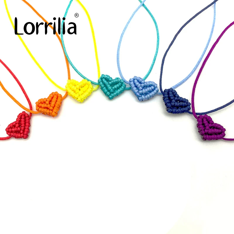 LORRILIA Heart Love Lucky Rainbow Ankle Red Couple Matching Braided Bracelet Gift Boho Friendship Handmade Jewelry Mens Women