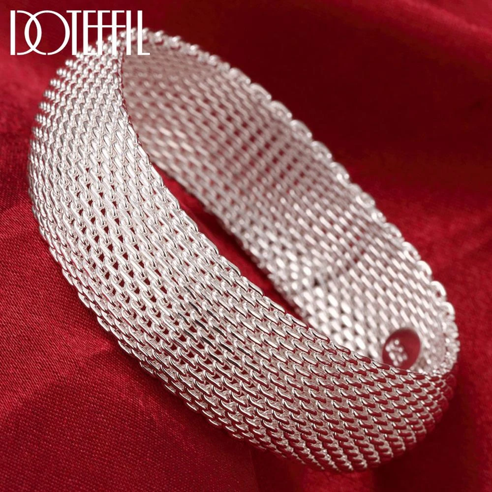 DOTEFFIL Genuine 925 Sterling Silver Braided Bangles For Women Wedding Engagement Party European American Style Bracelet Jewelry