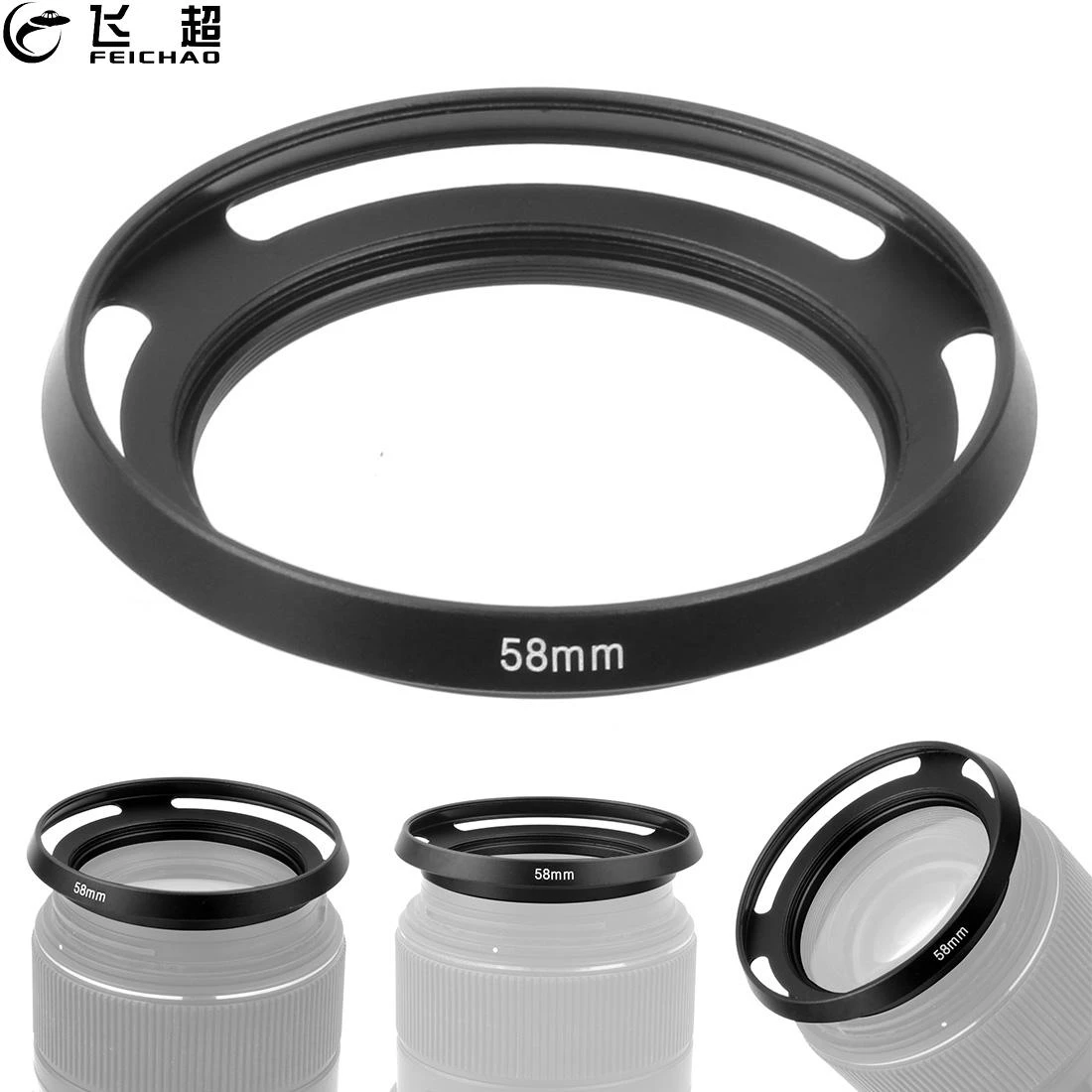 Wide Angle Lens Hood Metal Screw Vented Protector No Dark Angle for Leica 37 40.5 49 52 55 58 67mm for Canon Sony DSLR Cameras