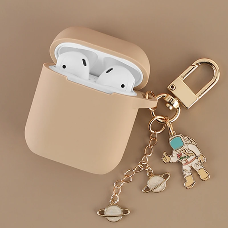Cosmic Astronaut Spaceman Silicone Case for Apple AirPods 1 2 Case with Keychain Wireless Earphone Case Accessories Cover Box