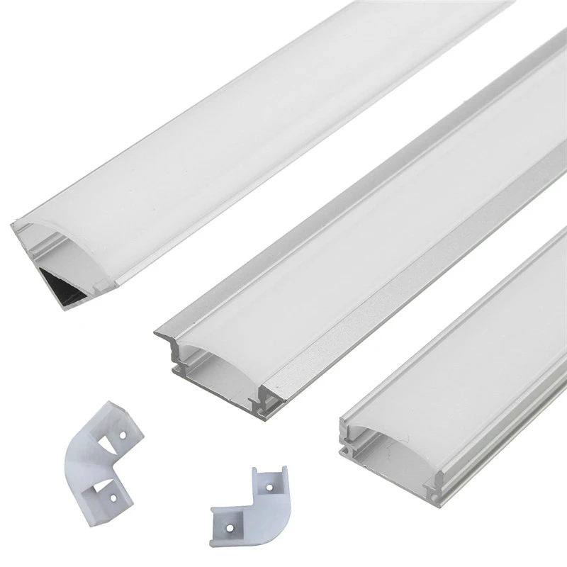 30/45/50cm U V YW Aluminium Channel Holder Corner Connector for LED Strip Light Bar Under Cabinet Lamp Kitchen 1.8cm Wide