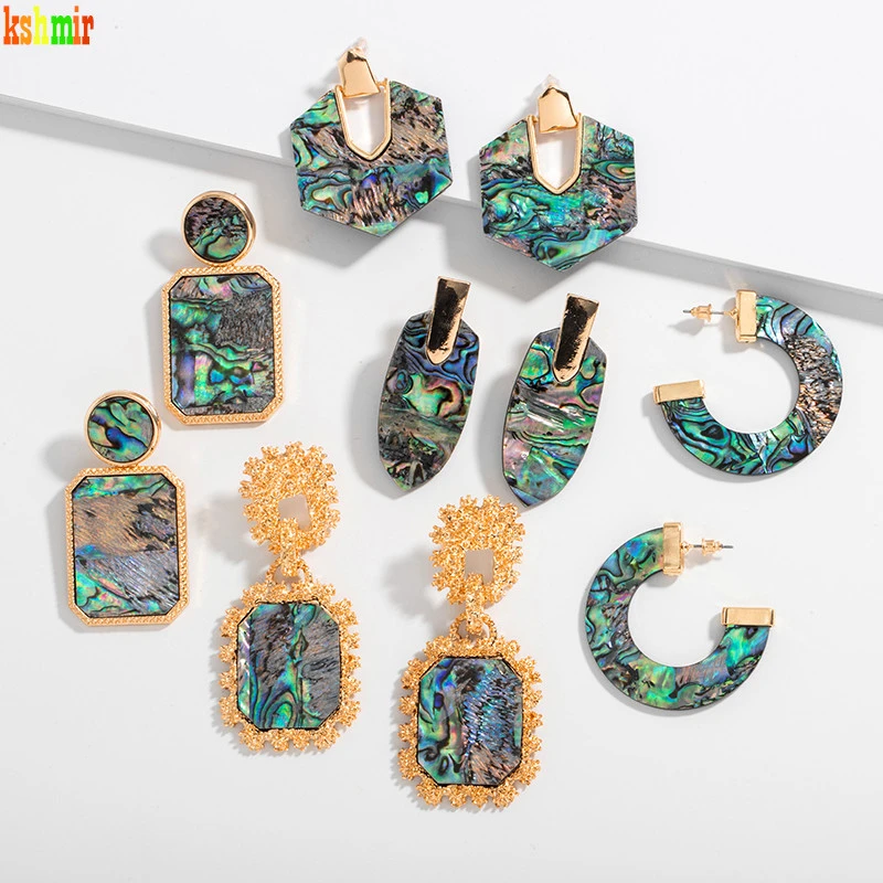 Kshmir Fashion abalone shellfish female style earrings personality metal shell earrings popular female earrings 2020