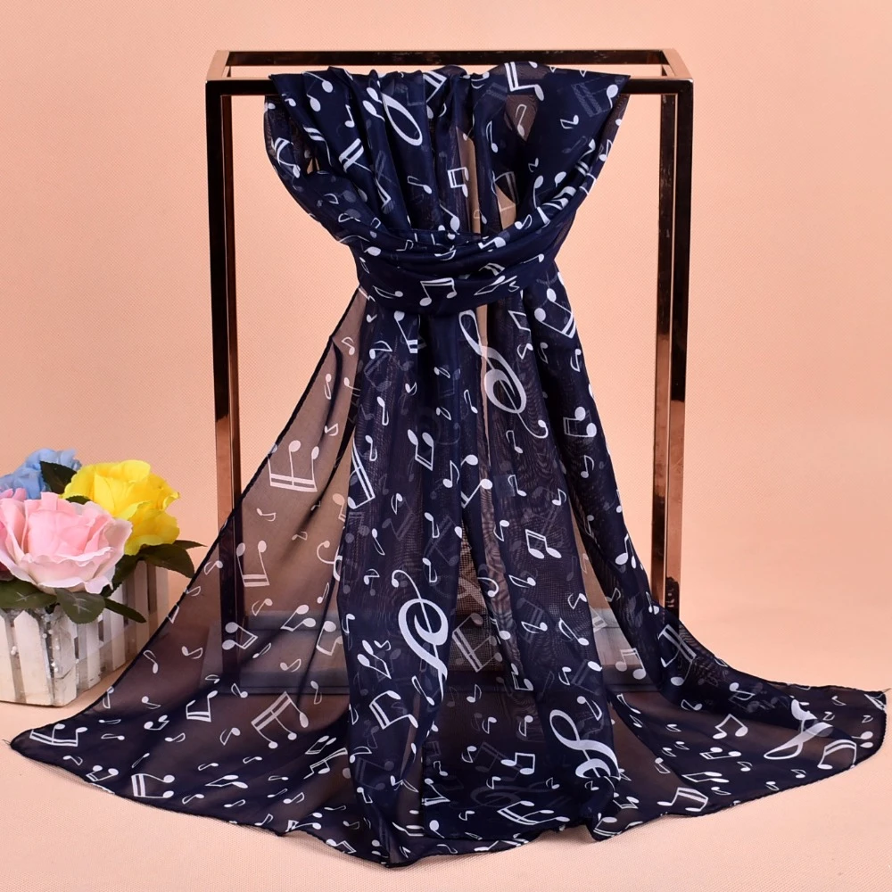 1PC Women Lady Musical Note Chiffon Neck Scarf Shawl Muffler Scarves High Quality Fabulous Elastic Beautiful Scarves