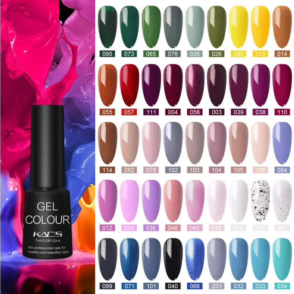 KADS Gel Nail Polish 7ml 114 Colors Soak Off UV LED Gel Varnish Semi Permanant Nails Polish Gel Top Base Coat Gel Lacquer