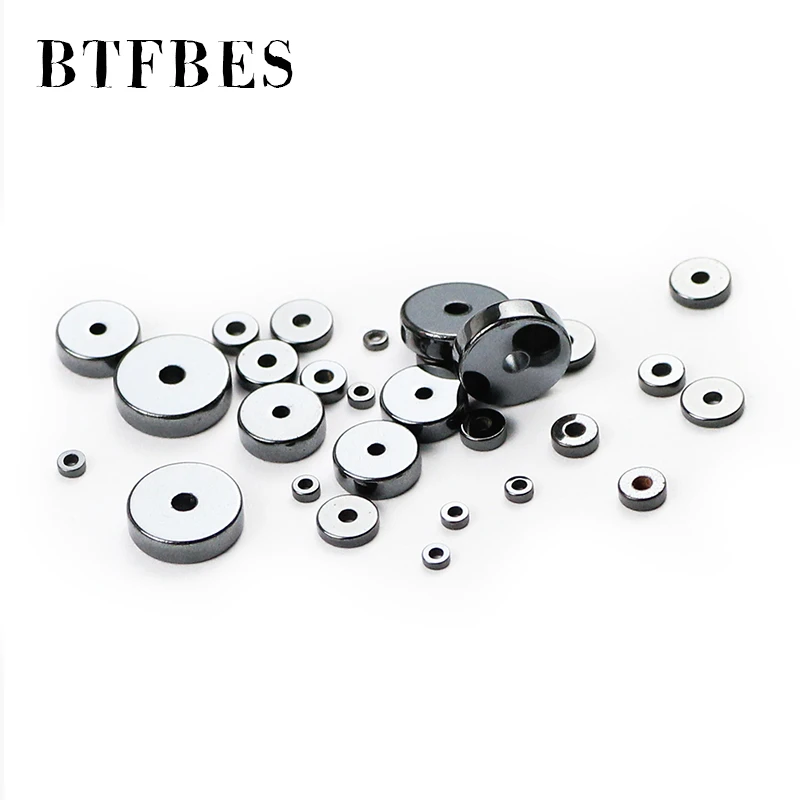 BTFBES Round Spacer Beads Black Hematite Loose Bead Natural Stone for Jewelry Making 2/4/6/8mm DIY Bracelets Necklace 180pcs/lot