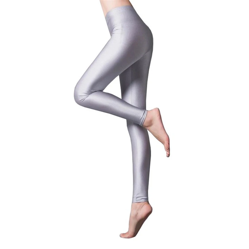 YRRETY Shiny Leggings Women Thin Full Ankle Length Leggings Stretch Pants Basic Leggings Casual Spandex Soft Multicolor Legging