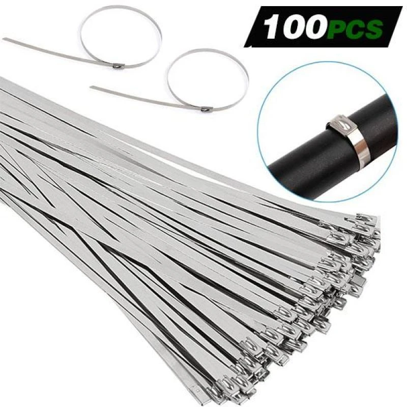 100PCS Multi-Purpose Locking Cable Metal Zip Ties Stainless Steel Self Locking Zip Tie Dropshipping