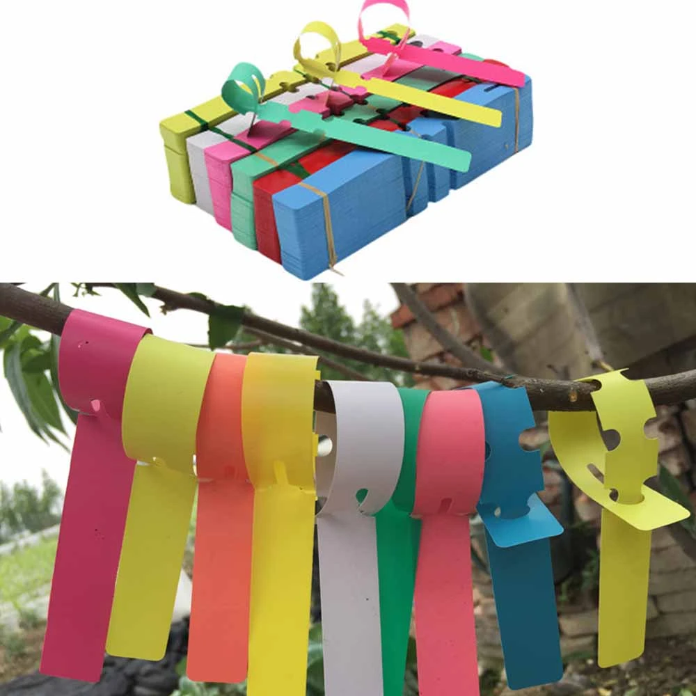 100pcs Plastic Flower Plant Gardening label Pot Marker Name Stake Tied Tags Tree Court Nursery Labels Decoration