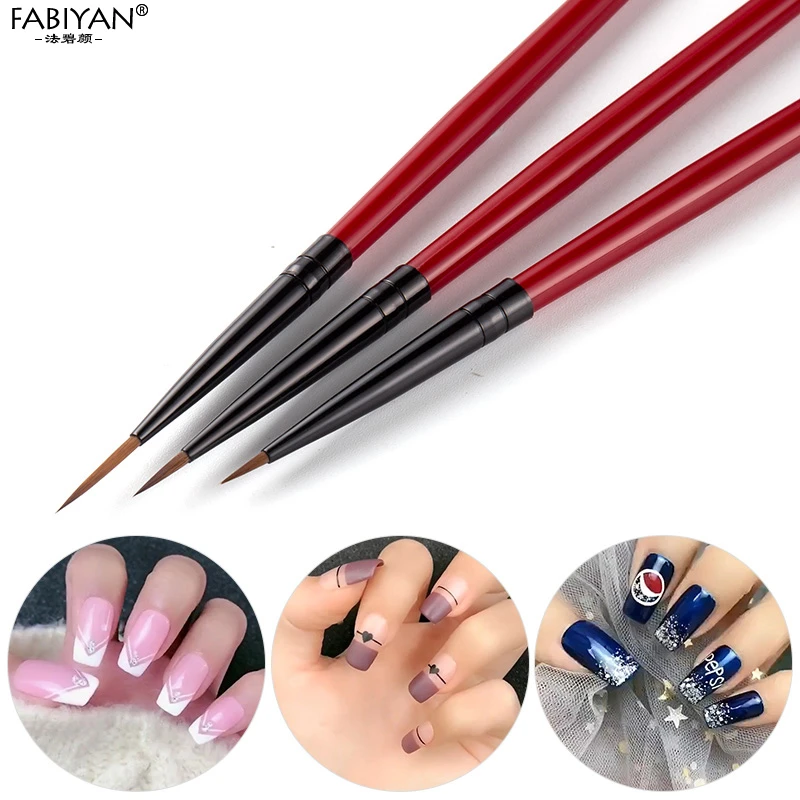 3Pcs Nail Art Liner Stripe Brush Pen Flower Painting Drawing Image Acrylic UV Gel Polish Manicure 3D Tips Design Tools DIY Set