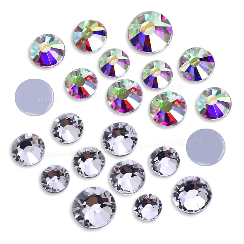 Sparkling Clear AB hot fix rhinestones flat back crystals strass stone wedding glitters on fabric clothes garment needlework