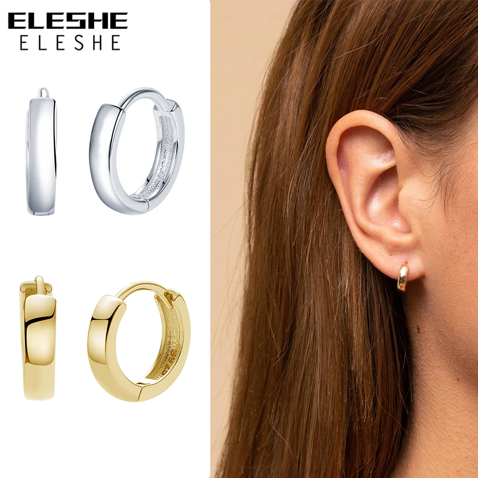 ELESHE Authentic 925 Sterling Silver Bold Hoops Earrings for Women 18K Gold Plated Circle Earrings Wedding Engagement Jewelry