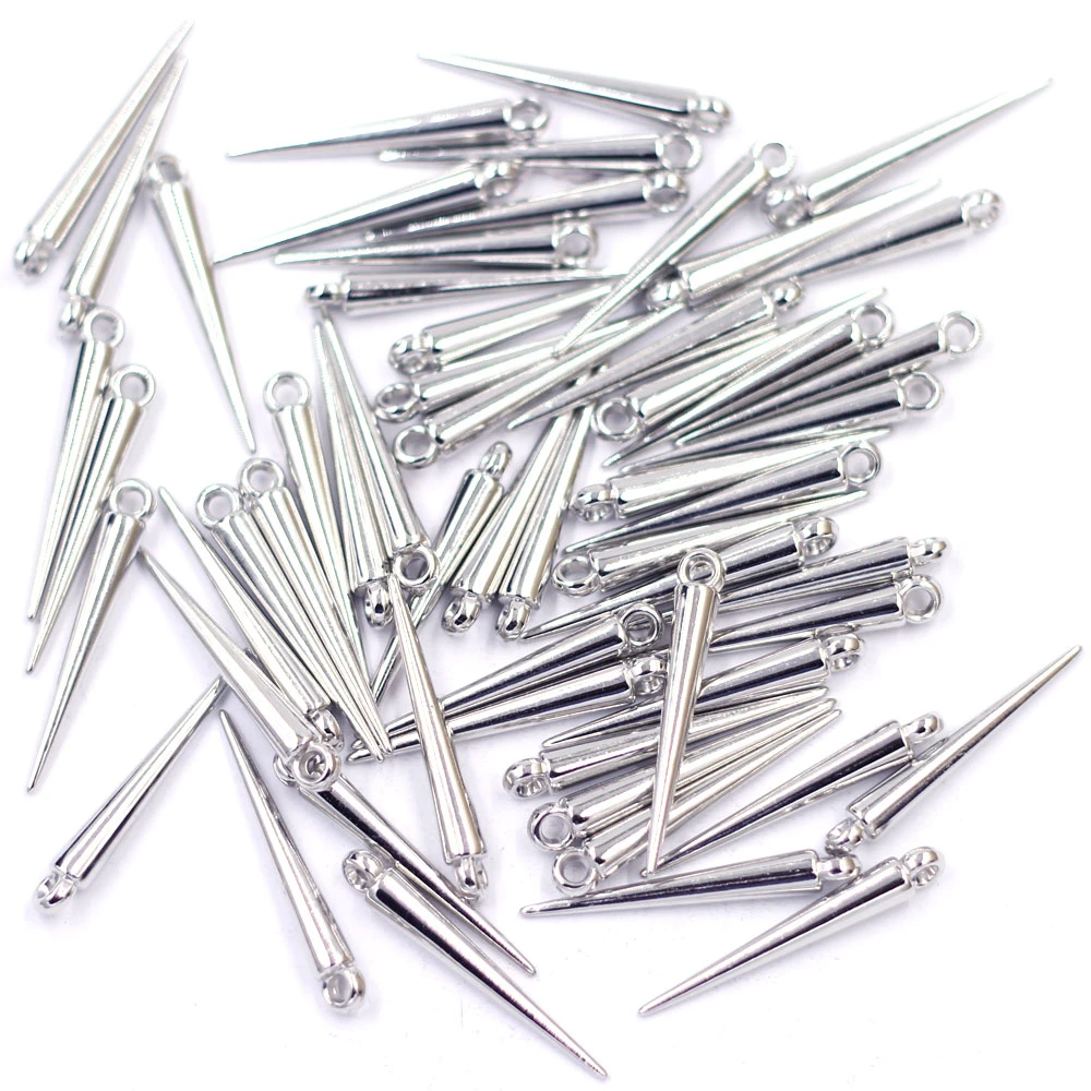 50Pcs Pendants Black Cone Acrylic Spike Tear Rivet Punk Studs and Spikes Earring Jewelry DIY Making Findings Charms 4x34mm