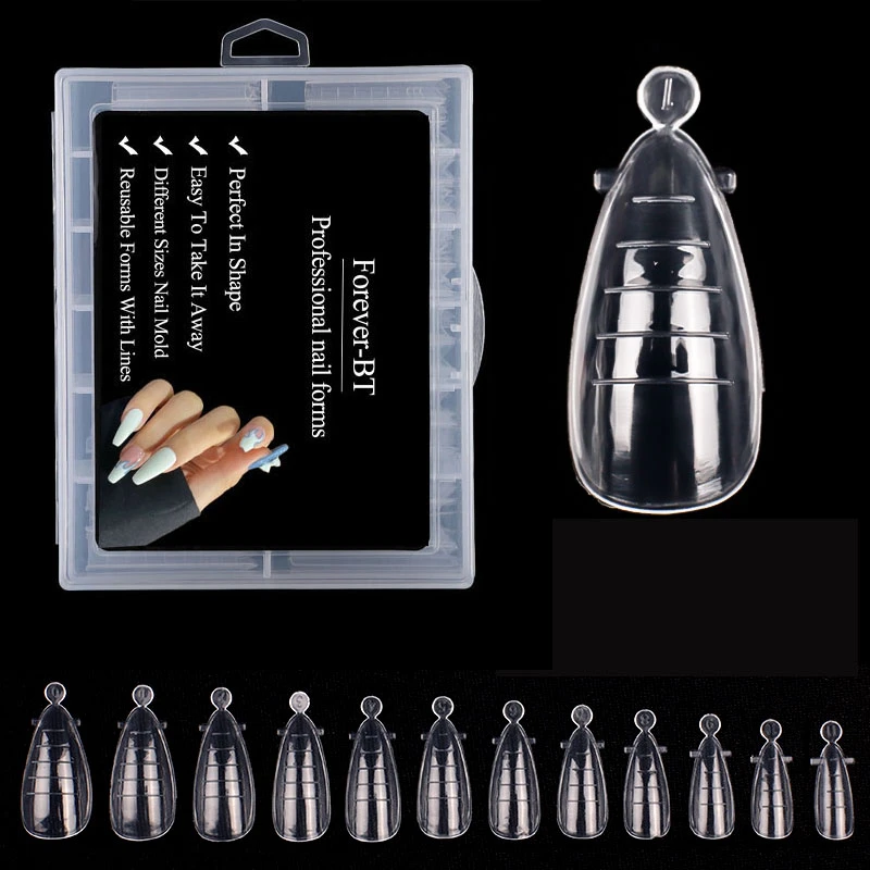 Dual Forms Poly UV Gel Quick Building Finger Extended Fake Nail Art Mold Stiletto Full Cover Nail Tips