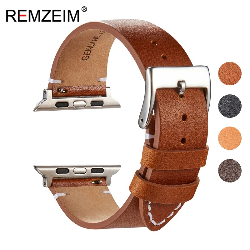 Genuine Leather Strap For Apple Watch Band 42mm 44mm For Apple Watch 4/5/6 38mm 40mm Replacement Bracelet For iwatch 3/2/1
