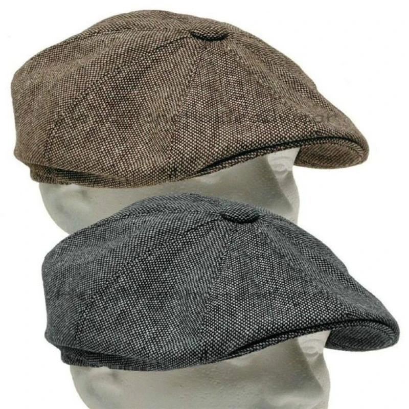 2020 new men's herringbone style berets retro woolen top felt hat fashion wild casual berets flat berets