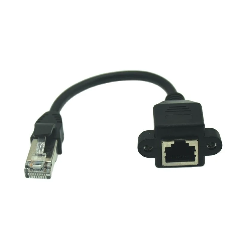 15CM RJ45 Short Cable Male To Female Screw Panel Mount Ethernet LAN Network Extension Cable Rj45 Female To Male Cable 30cm/60cm