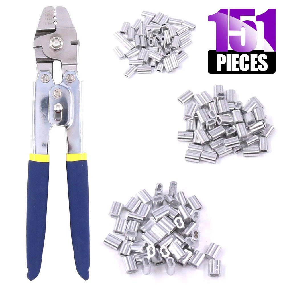 Fishing Crimping Pliers Wire Rope Crimper Hand Crimping Tools Set For Copper And Aluminum Oval Sleeves  From 0.1mm-2.2mm