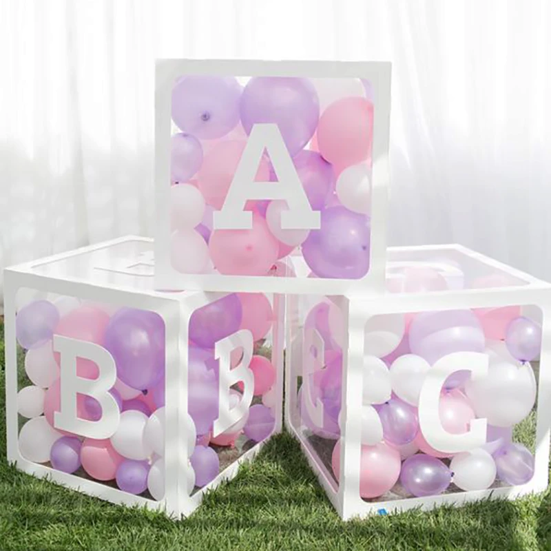 A-Z letter Box balloons gift box Baby Shower Party Supplies Christening 1st 2st First Birthday Party Decoration Babyshower