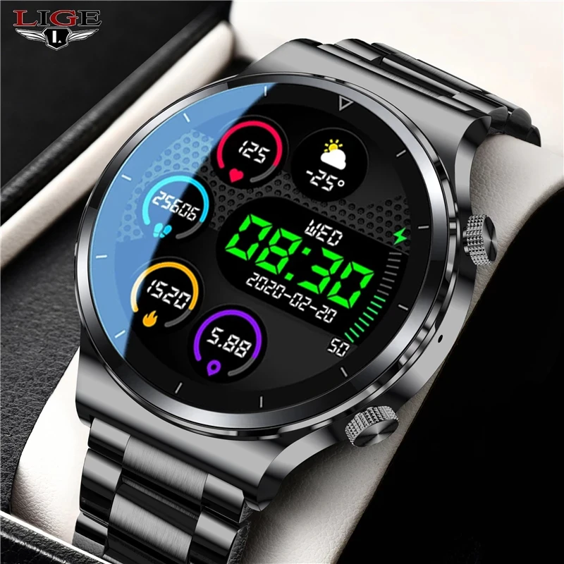 LIGE Brand Men Sport Watches Bluetooth call Digital LED Electronic Wristwatches Waterproof Swimming Activity tracker clock Watch