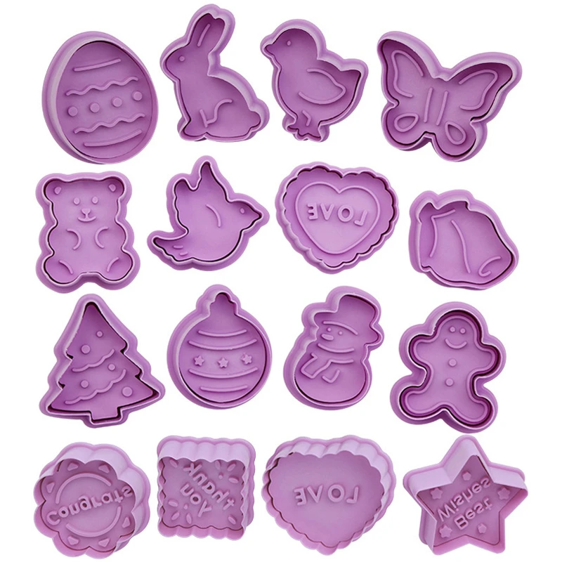 4Pcs/Set DIY Stamp Biscuit Mold 3D Cookie Plunger Cutter Pastry Decorating Food Fondant Baking Mould Tool
