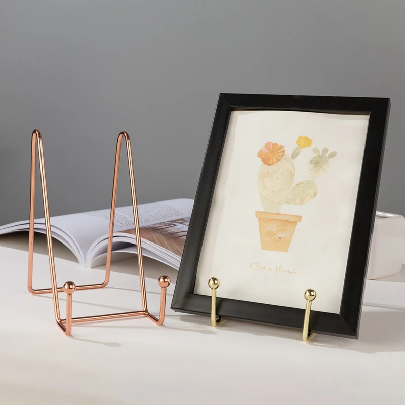 Rose Gold Picture Frame Stand Book Shelf Storage Rack Book Display Stand Decorative Plate Stand Holder Art Display Stand