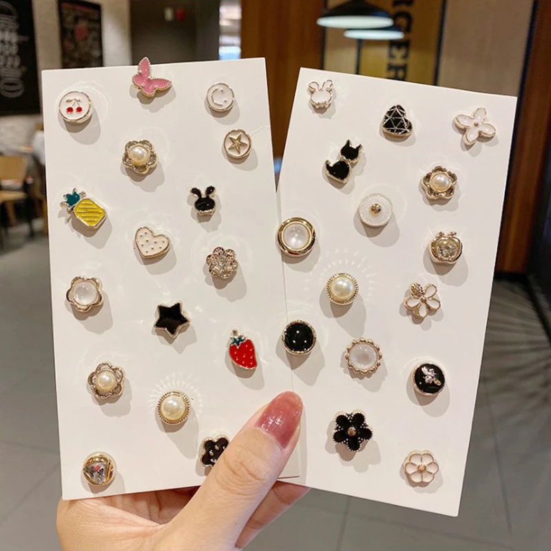 10PC Fashion Brooch Women Pin Clothes Decoration Anti-Exposure Buckle Cute Neckline Fastener Nail Pearl Button Accessory