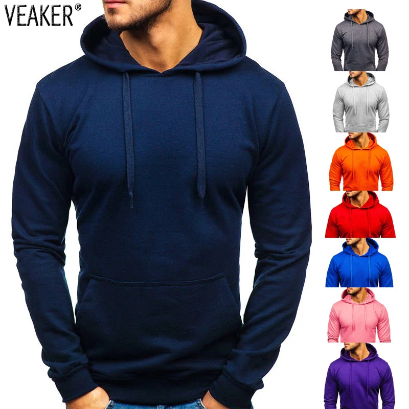 2020 New Men's Casual Hoodies Sweatshirts Male black gray Red Hooded Pullovers Solid Color Outerwear Tops 10 Colors M-3XL