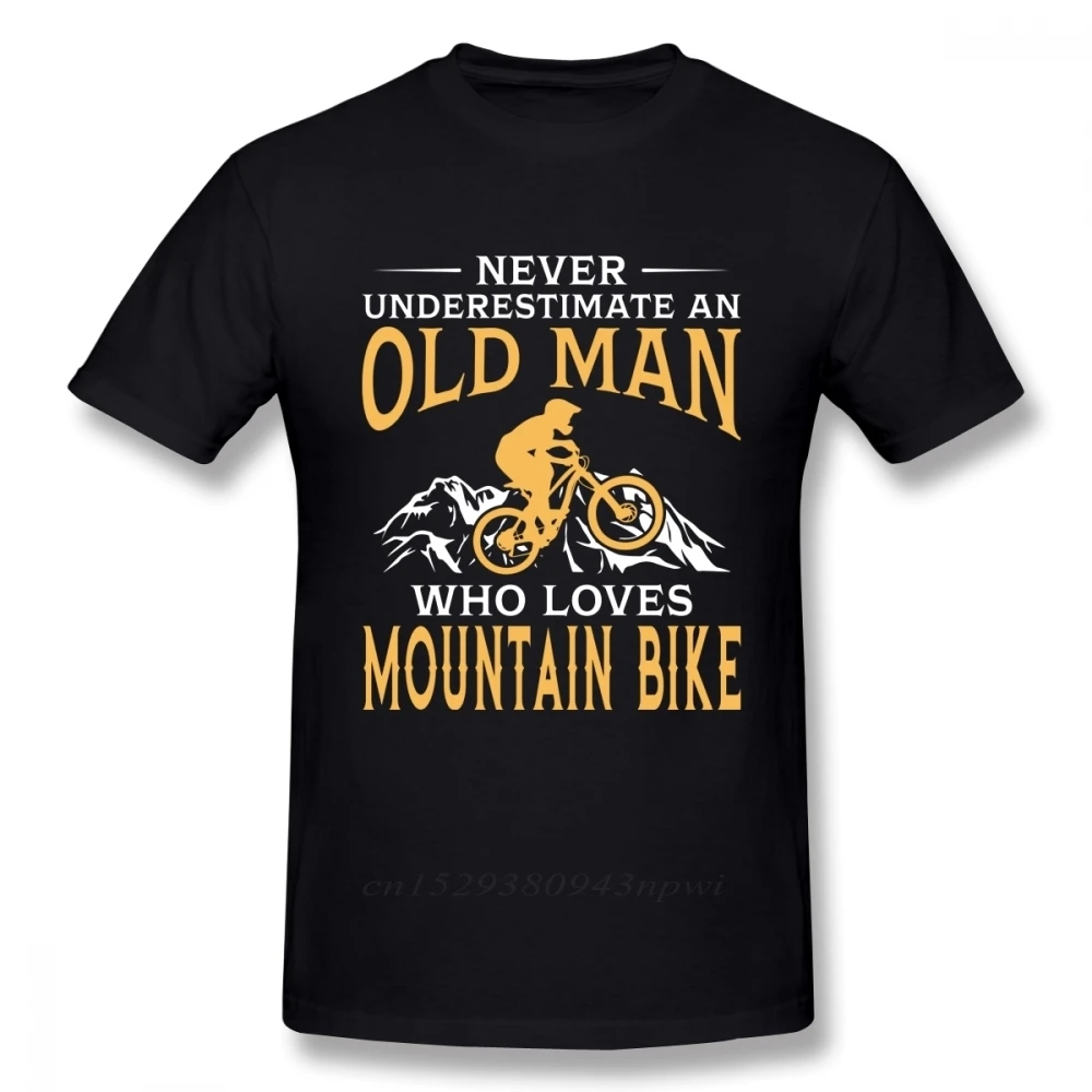 Never Underestimate An Old Man With A Mountain Bike T Shirt Boy Pure Cotton Short Sleeve MTB Tees Guys Punk Designer Streetwear