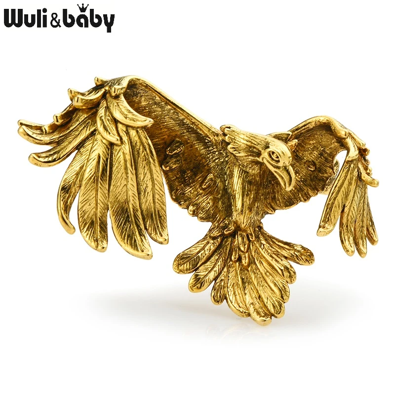Wuli&baby Bird Eagle Brooches Women Men 4-color High Quality Flying Eagle Animal Office Casual Party Brooch Pins Gifts
